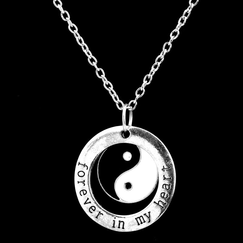 Wholesale Mother's Day Alloy Engraved Forever in Heart Pendant Necklace